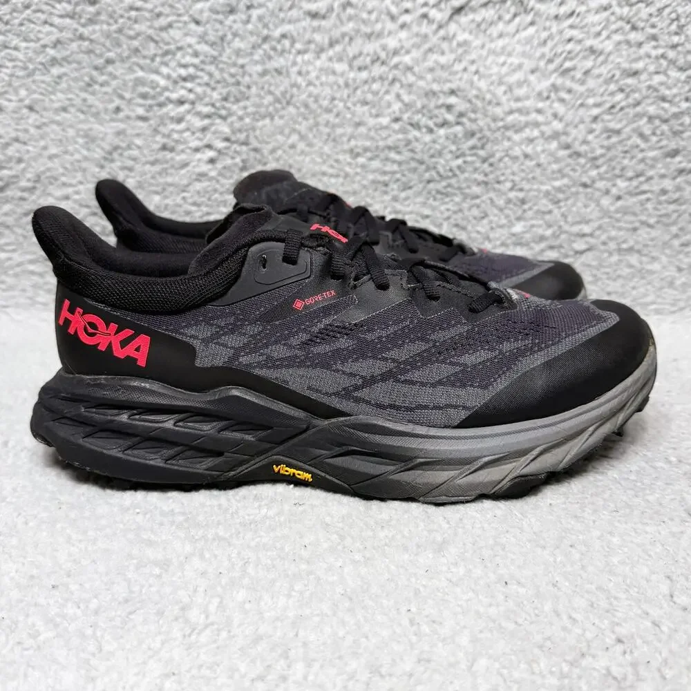 Hoka One One Speedgoat 5 GTX Spike Womens Size 8 Trail Running Shoes Black